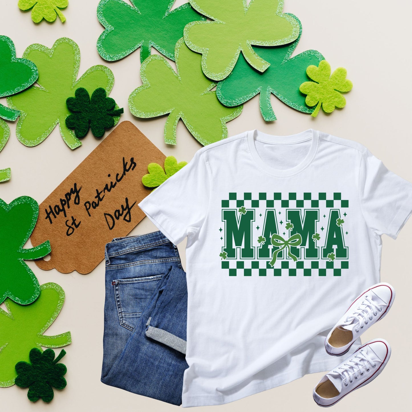 Cute St. Patrick's Day Mama Checkered Inspired 🍀