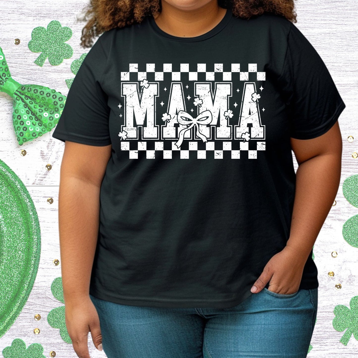 Cute St. Patrick's Day Mama Checkered Inspired 🍀
