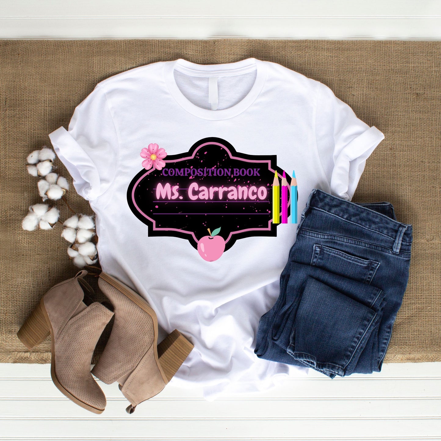 Personalized Teacher Composition Notebook Tee! πβοΈ