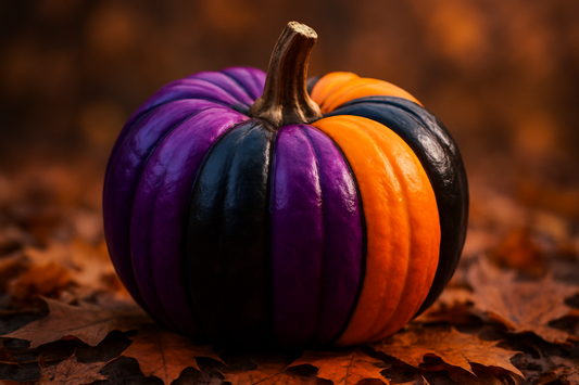 create a purple black and orange pumpkin image