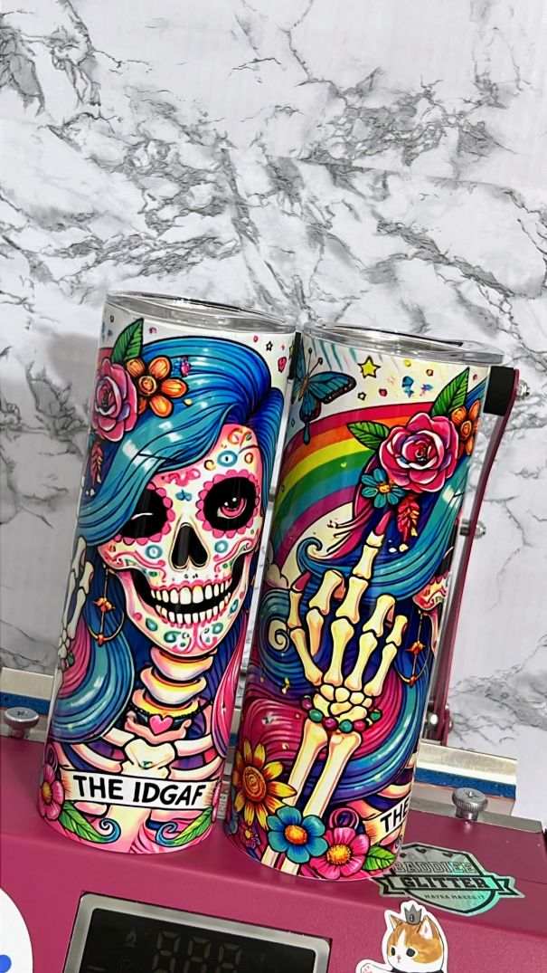 IDGAF Sugar Skull Tumbler – Bold & Unapologetic