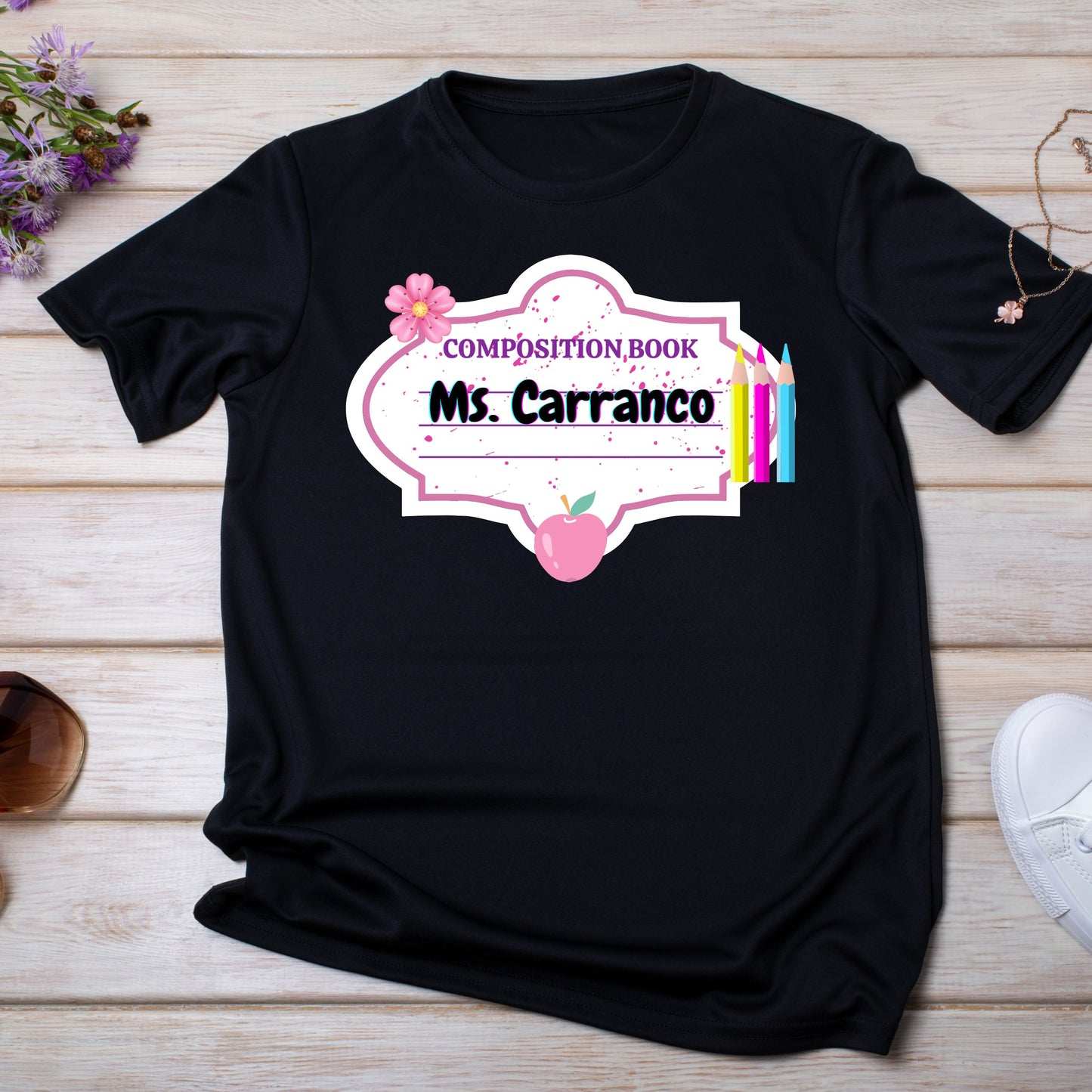 Personalized Teacher Composition Notebook Tee! πβοΈ